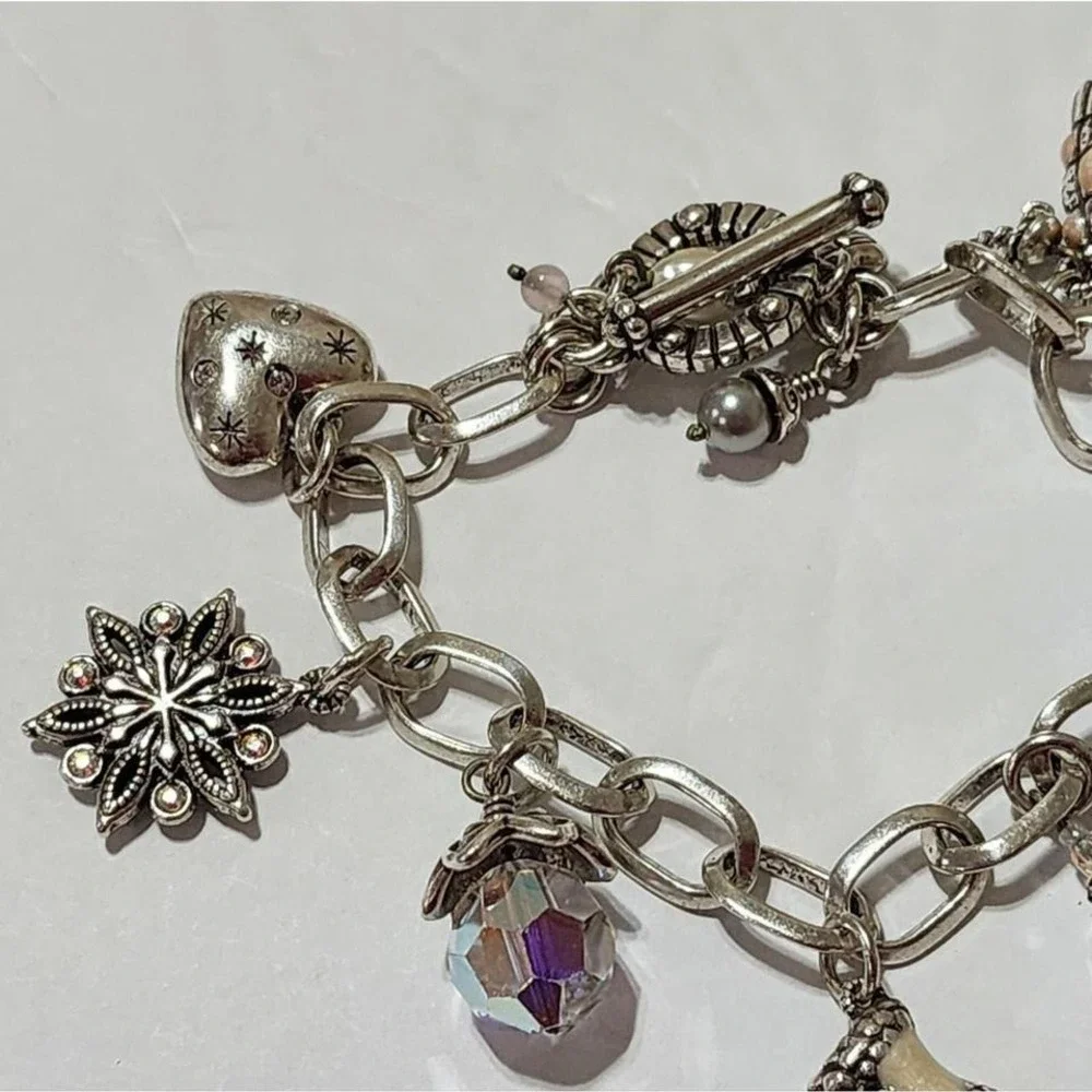 BRIGHTON Winter Wonderland Holiday Charm Bracelet Silver Christmas Snowflake‎